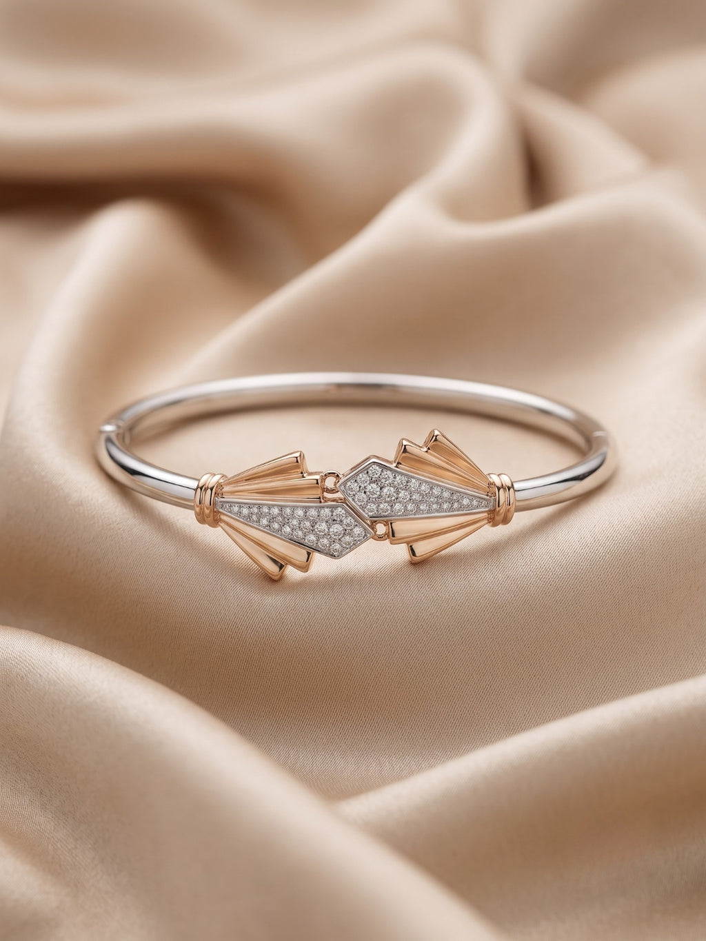 92.5 Sterling Silver Art Deco Radiance Open Cuff Bracelet for Women