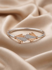 92.5 Sterling Silver Art Deco Radiance Open Cuff Bracelet for Women