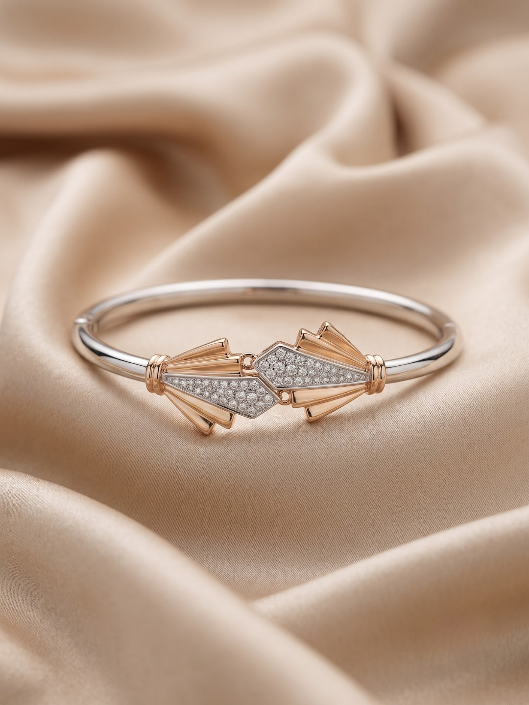 92.5 Sterling Silver Art Deco Radiance Open Cuff Bracelet for Women