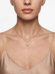 925 Sterling Silver Golden Celestial Star Necklace for Women