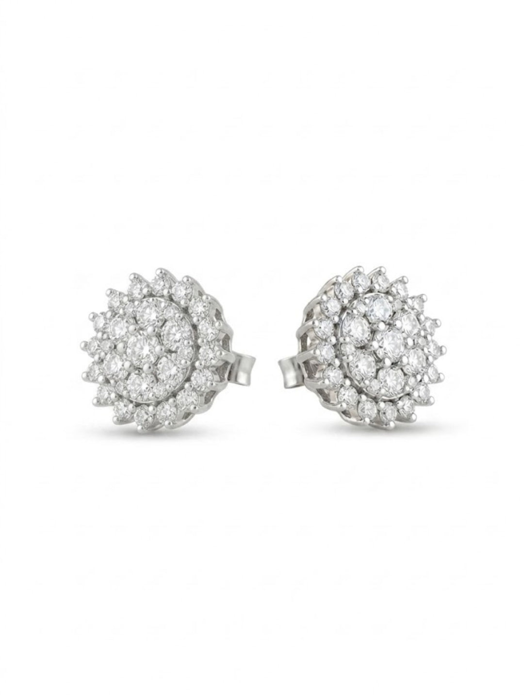 925 Silver Earrings Sparkle Flower Studs for Women
