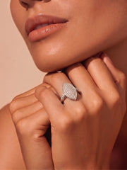 925 Sterling Silver Marquise Pavé Statement Ring for Women
