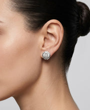 925 Silver Rose Bloom Stud Earrings for Women