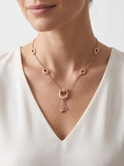 925 Sterling Silver Pavé Oval Link Tassel Necklace For Women