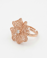925 Sterling Silver Rose Gold Floral Adjustable Ring for Women
