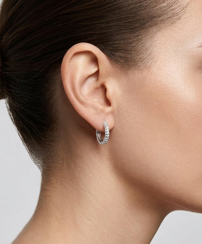 925 Silver Earrings Round Sparkle Bali Earrings for Women
