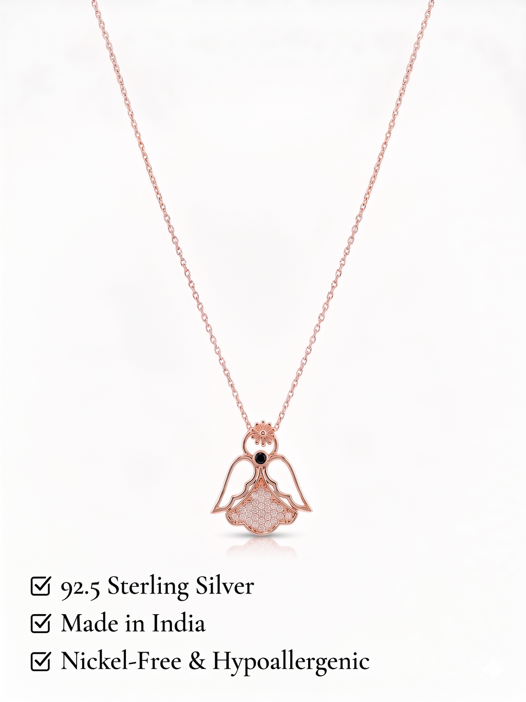 925 Sterling Silver Seraphine Guardian Angel Necklace for Women