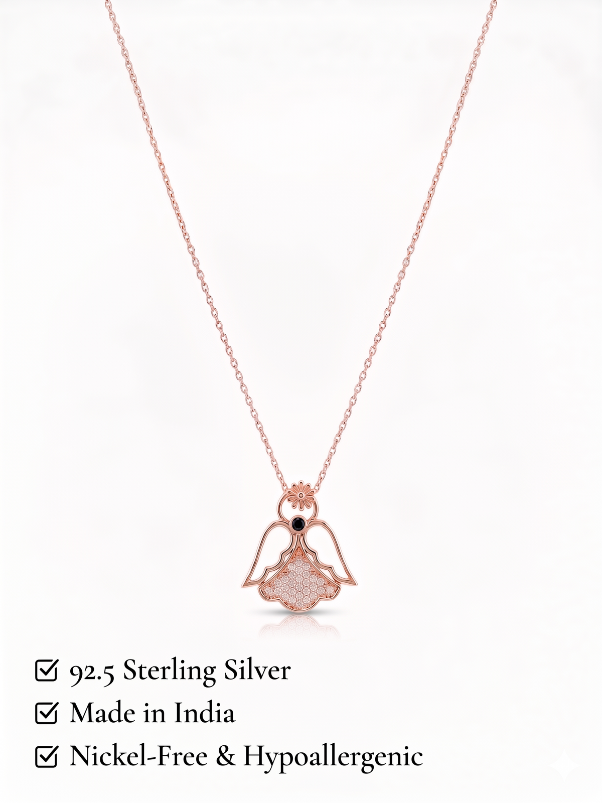 925 Sterling Silver Seraphine Guardian Angel Necklace for Women