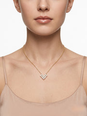 925 Sterling Silver Golden Diamond Heart Cluster Necklace for Women