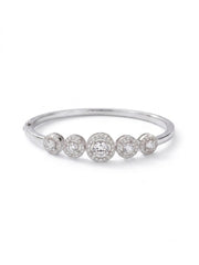 92.5 Sterling Silver Five Stone Halo Diamond Bracelet for Women