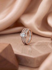925 Sterling Silver Princess Cut Multi-Band Halo Statement Ring for Women