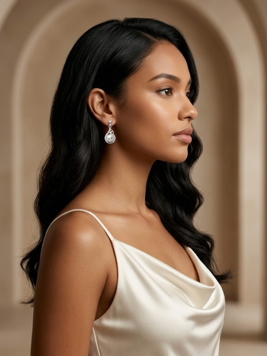 925 Sterling Silver Luminous Pearl Swirl Pendant Set with Earrings