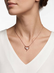 925 Sterling Silver Rose Gold Open Heart Cubic Zirconia Pendant Necklace for Women