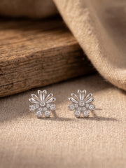 925 Silver Bloom Flower Stud Earrings for Women