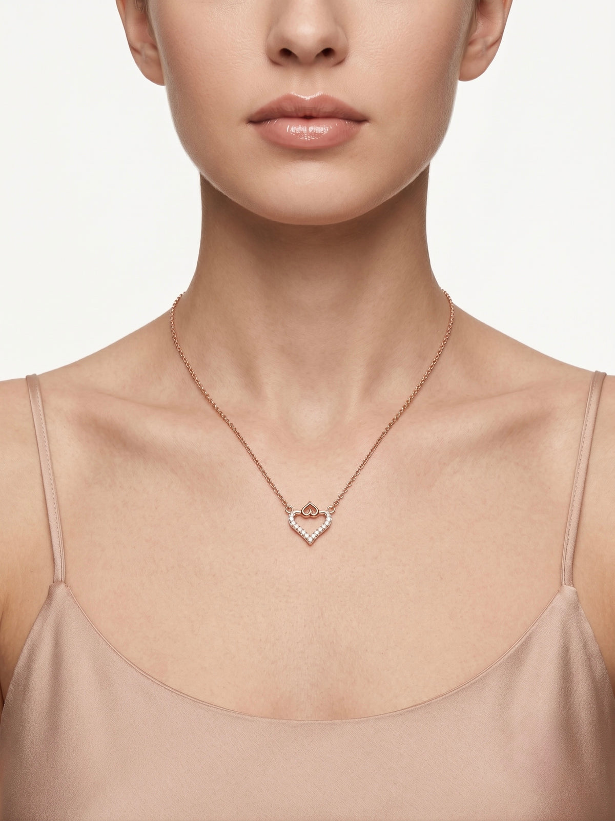 925 Sterling Silver Sparkling Heart Necklace for Women