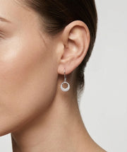 925 Silver Earrings Round Sparkle Hoops Earrings for Women