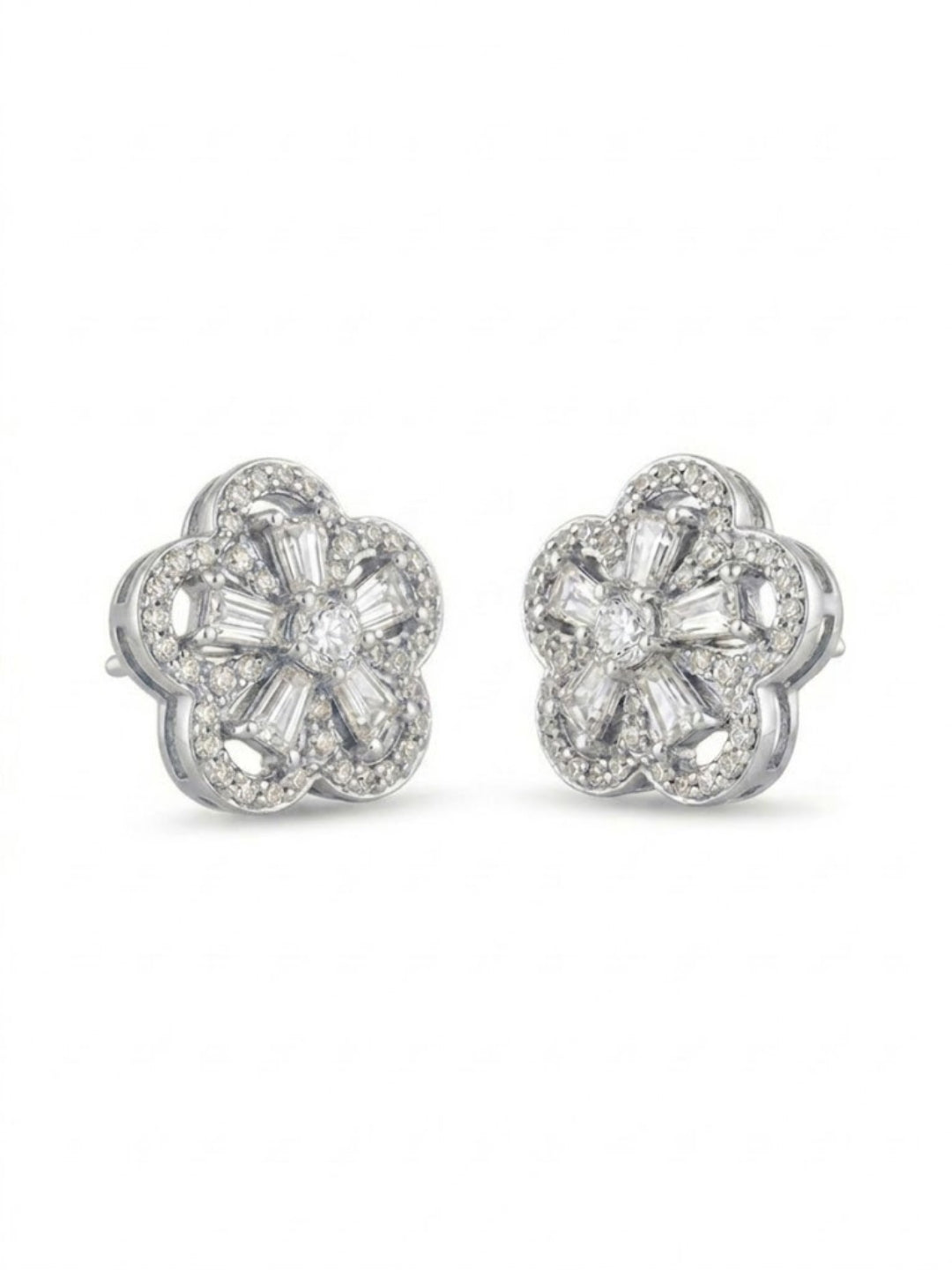925 Silver Flower Stud Earrings for Women