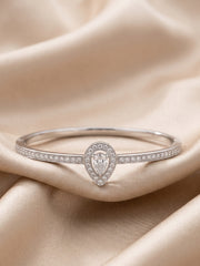92.5 Sterling Silver Pear Halo Diamond Bracelet for Women