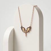 925 Sterling Silver Rose Gold Angel Wings Pendant Necklace for Women