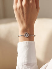 92.5 Sterling Silver Heart Halo Charm Bracelet for Women