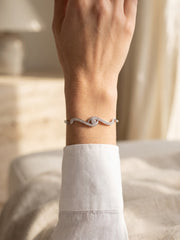 92.5 Sterling Silver Infinity Wave Diamond Bracelet for Women