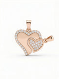 925 Sterling Silver Rose Gold Interlocking Heart Couple Pendant Without Chain