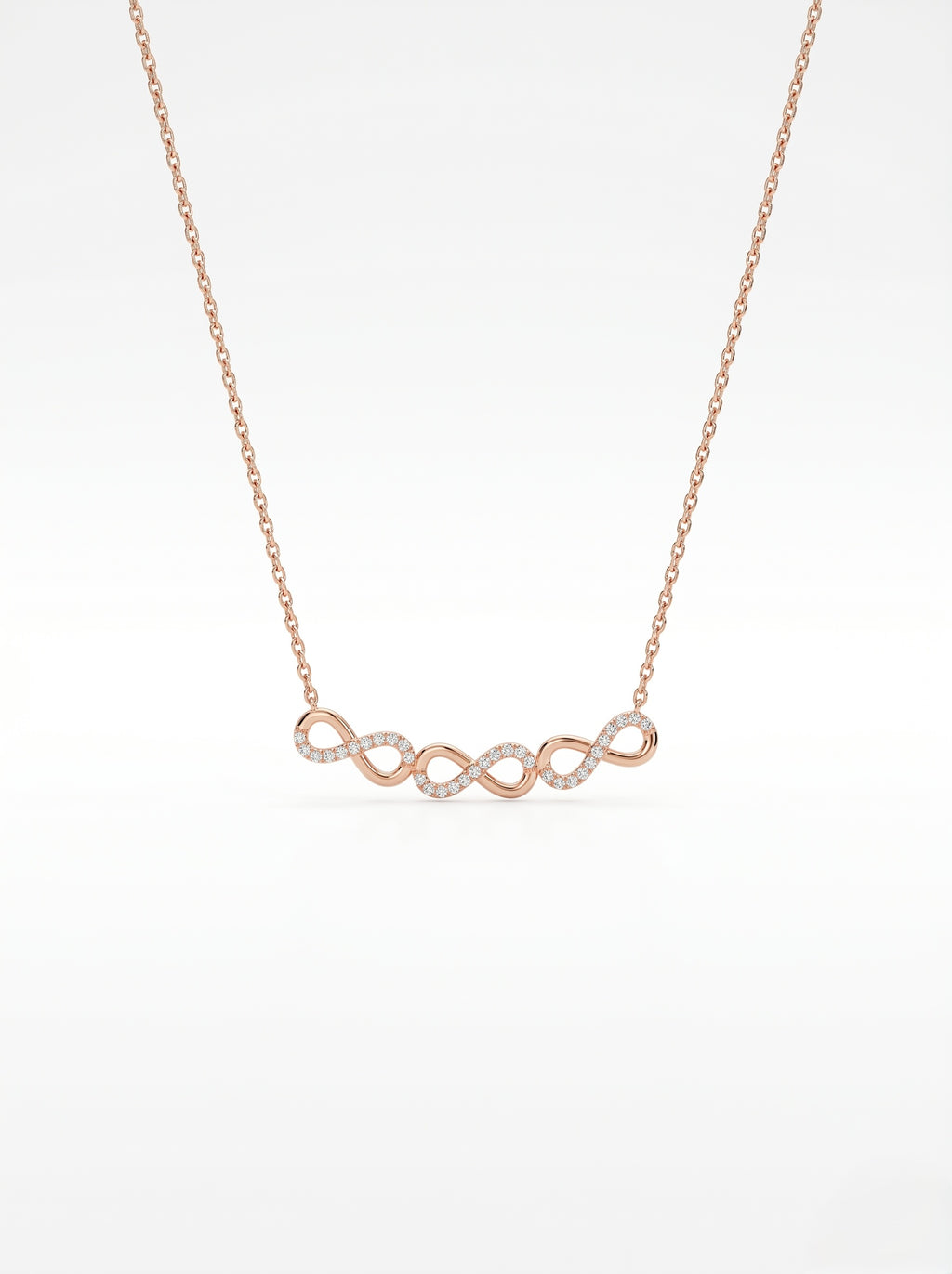 925 Sterling Silver Rose Gold Double Infinity Cubic Zirconia Necklace for Women