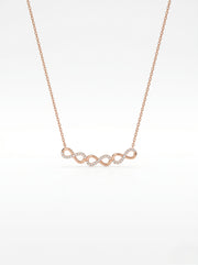 925 Sterling Silver Rose Gold Double Infinity Cubic Zirconia Necklace for Women