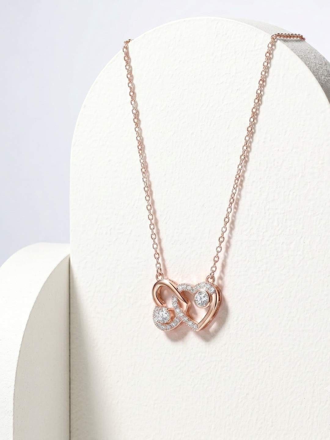 925 Sterling Silver Eternal Bond Interlocking Hearts Necklace for Women