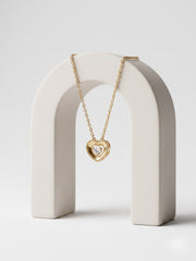 925 Sterling Silver Golden Solitaire stone Heartness Necklace for women