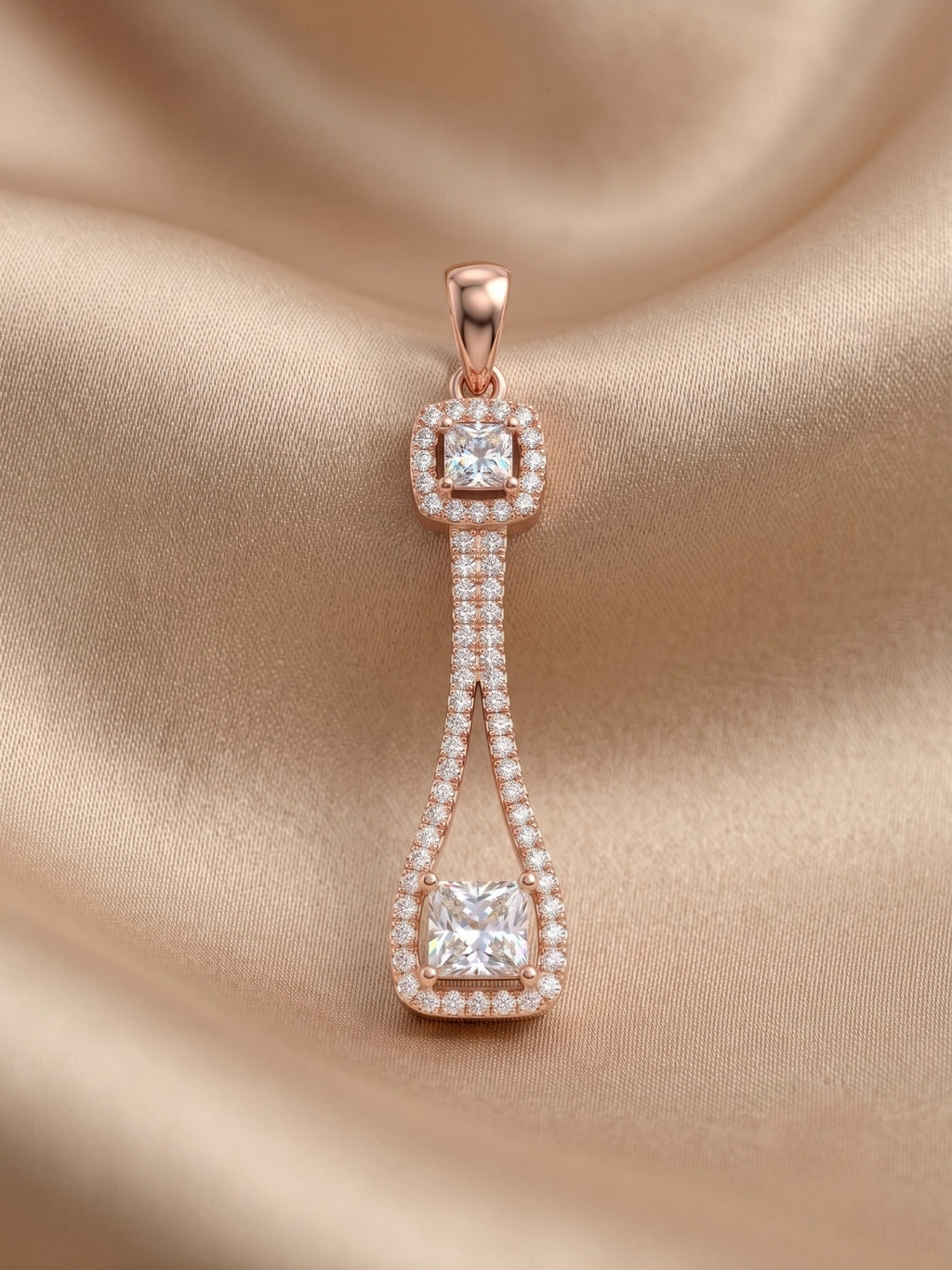 925 Sterling Silver Princess Halo Grace Pendant Set with Earrings