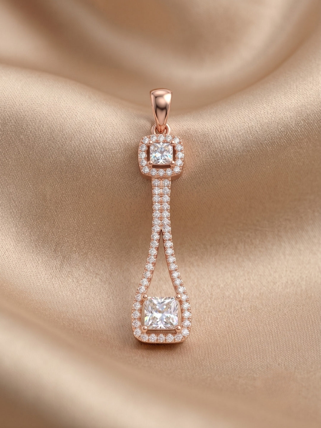 925 Sterling Silver Princess Halo Grace Pendant Set with Earrings