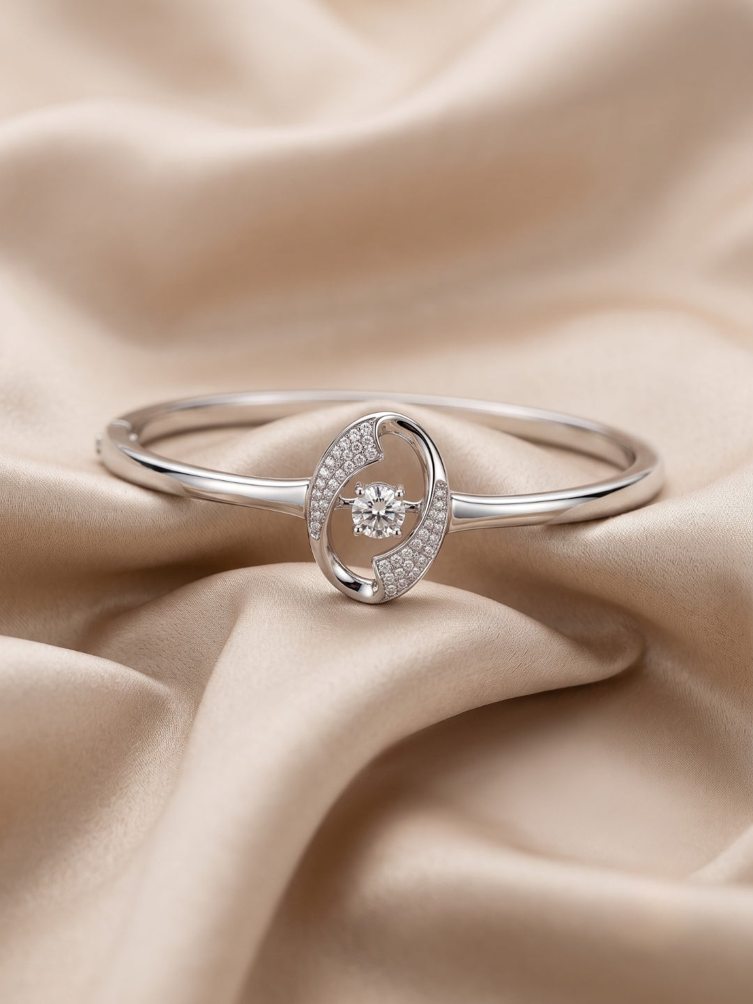 92.5 Sterling Silver Crystal Infinity Oval Bracelet for Women