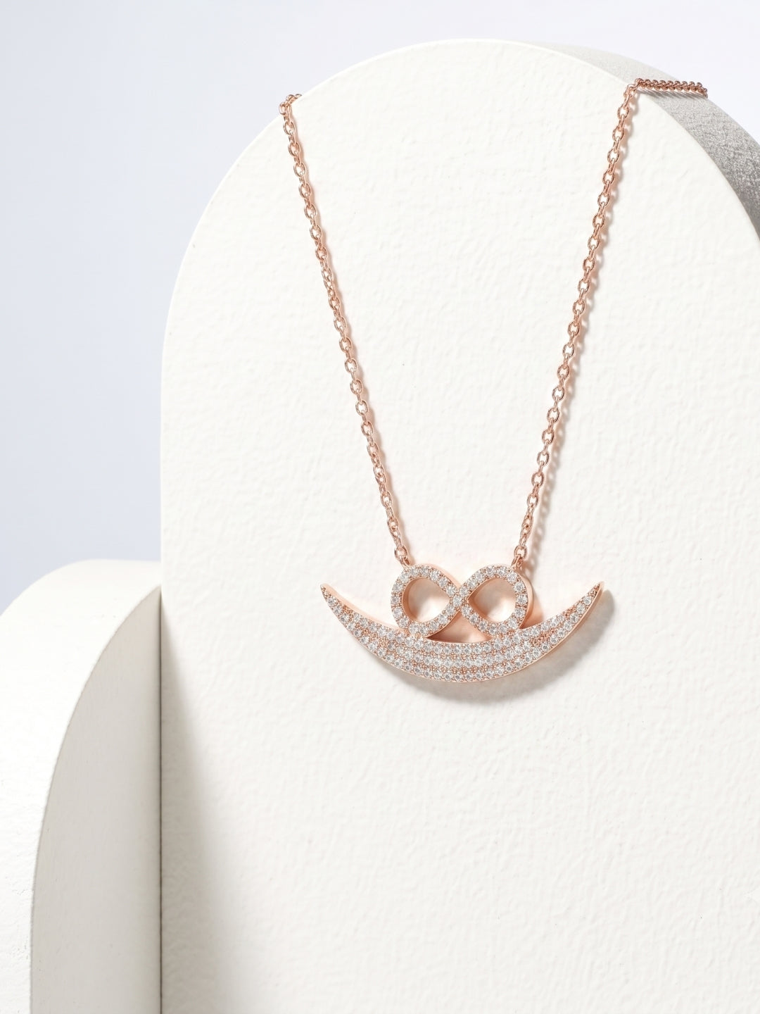 925 Sterling Silver Eternal Infinity Smile Crescent Necklace for Women