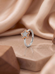 925 Sterling Silver Pavé Star Statement Ring for Women