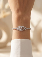 92.5 Sterling Silver Clover Charm Tennis Bracelet for Women