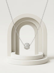 925 Sterling Silver Pave CZ Sphere Pendant Necklace for Women