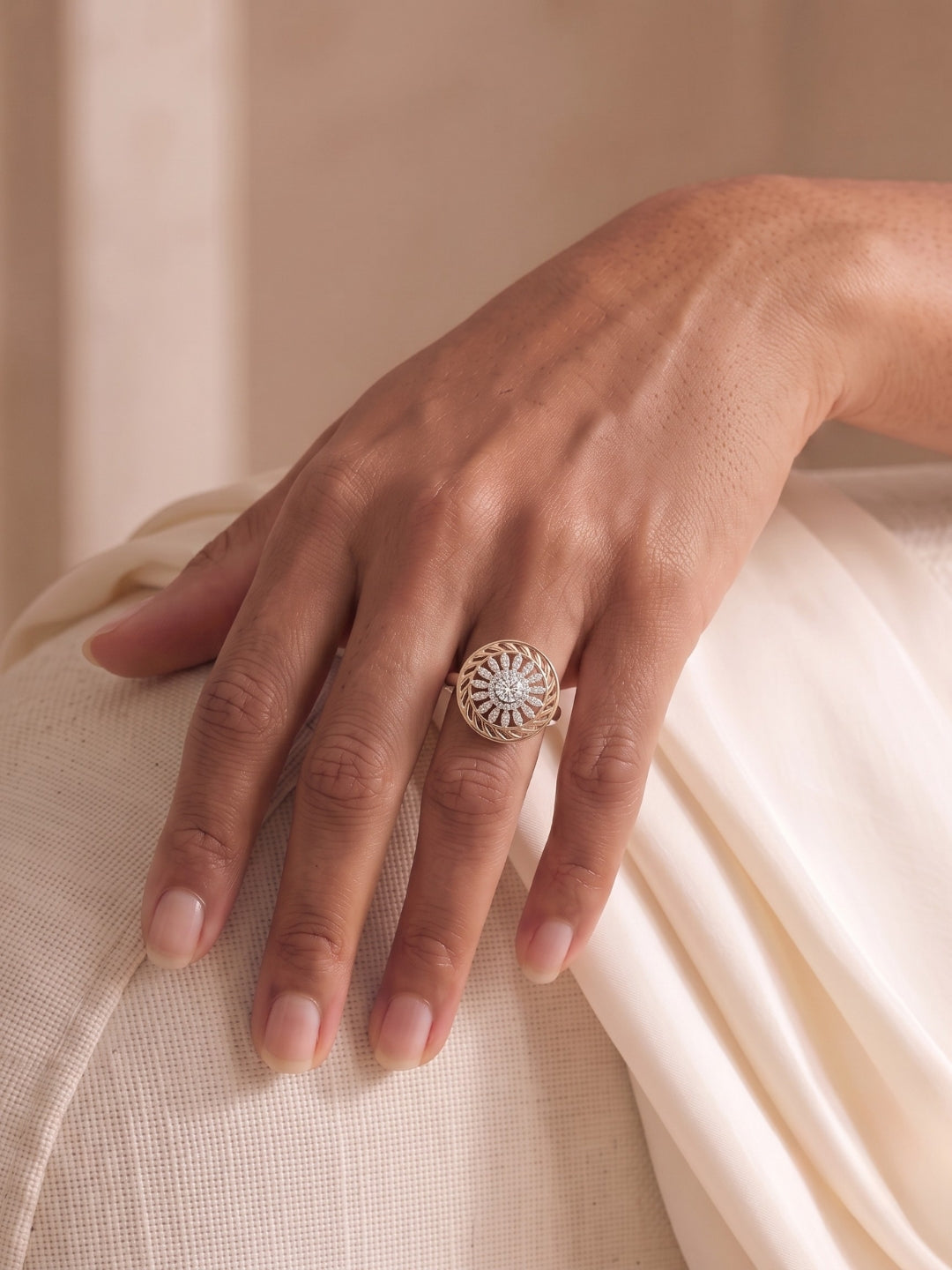 925 Sterling Silver Floral Mandala Statement Ring for Women