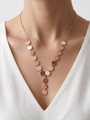 925 Sterling Silver Classic Disc Drop Necklace For Women