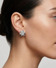 925 Silver Earrings Bloom Flower Stud Earrings for Women