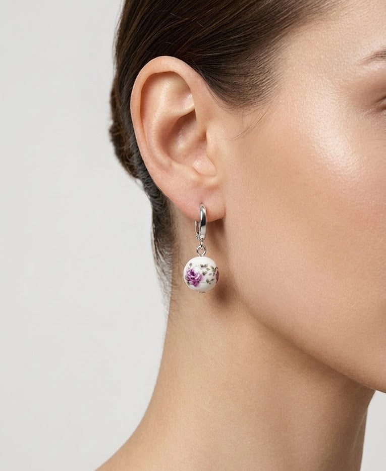 925 Silver Rose Bloom Drop Earrings for Women