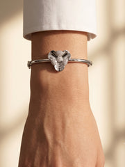 92.5 Sterling Silver Bloom Crystal Flower Silver Bracelet for Women