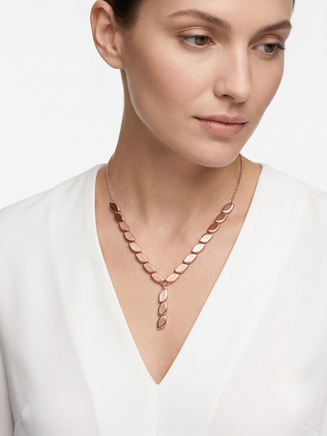 925 Sterling Silver Marquise Link Drop Necklace for Women