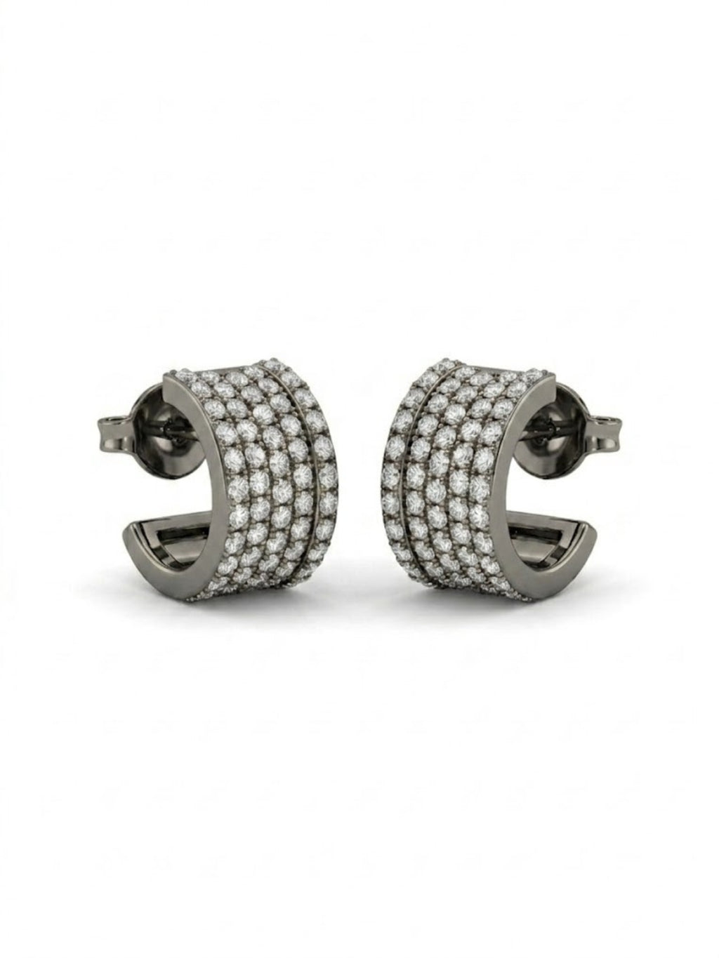 925 Silver Sparkle Pavé Hoop Earrings for Women
