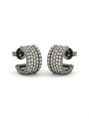 925 Silver Sparkle Pavé Hoop Earrings for Women