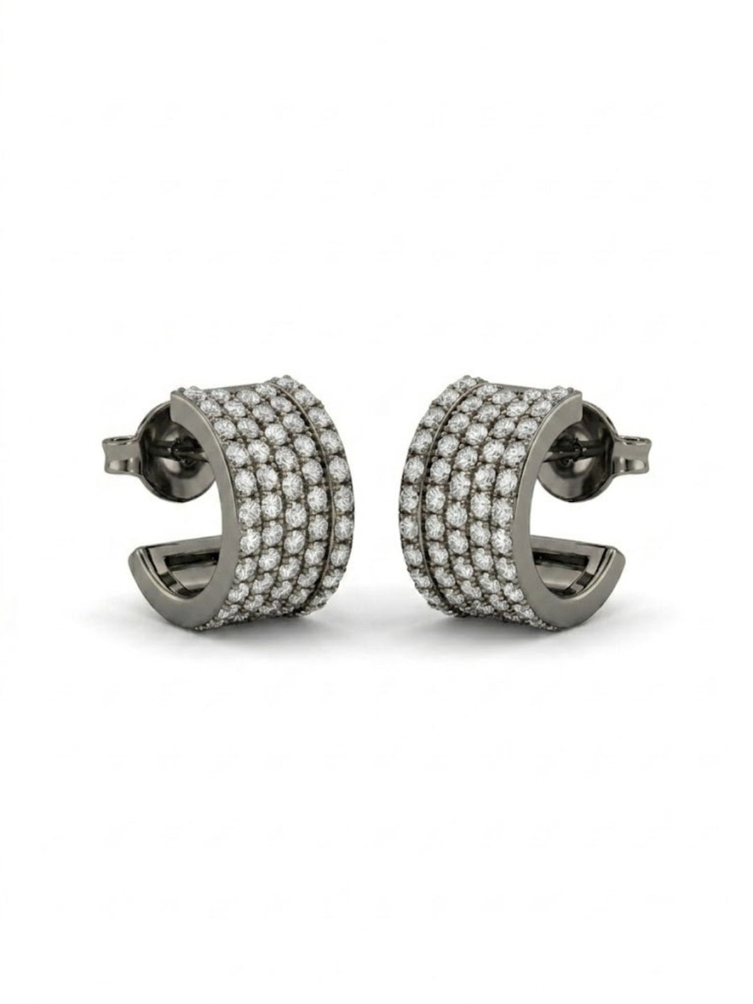 925 Silver Sparkle Pavé Hoop Earrings for Women