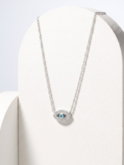 925 Sterling Silver Evil Eye CZ Pendant Necklace for Women