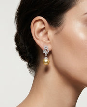 925 Silver Golden Pearl Drop Earrings for Women