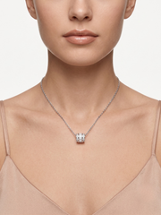 925 Sterling Silver Baguette CZ Barrel Pendant Necklace for Women