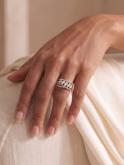 925 Sterling Silver Marquise Cluster Crossover Ring for Women
